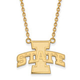 Image of 18" 10K Yellow Gold Iowa State University Large Pendant Necklace LogoArt 1Y007IAS-18