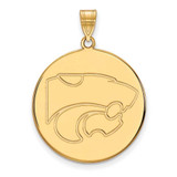 Image of 10K Yellow Gold Kansas State University XL Disc Pendant by LogoArt (1Y066KSU)