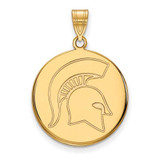 Image of 10K Yellow Gold Michigan State University Large Disc Pendant by LogoArt 1Y070MIS