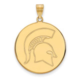 Image of 10K Yellow Gold Michigan State University XL Disc Pendant by LogoArt (1Y071MIS)