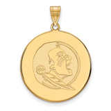 Image of 10K Yellow Gold Florida State University XL Disc Pendant by LogoArt (1Y086FSU)
