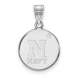 Image of 14K White Gold Navy Medium Disc Pendant by LogoArt