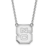 Image of 18" 14K White Gold North Carolina State University Lg Pendant Necklace LogoArt 4W016