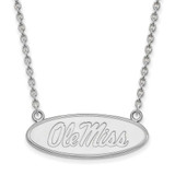 Image of 18" 14K White Gold University of Mississippi Lg Pendant Necklace LogoArt 4W016UMS-18