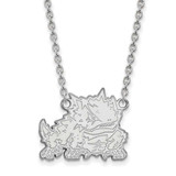Image of 18" 14K White Gold Texas Christian University Lg Pendant Necklace LogoArt 4W025TCU