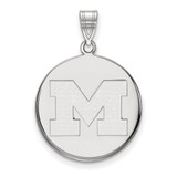 Image of 14K White Gold Michigan (University Of) Large Disc Pendant by LogoArt