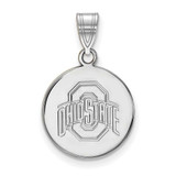 Image of 14K White Gold Ohio State University Medium Disc Pendant by LogoArt (4W040OSU)