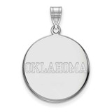 Image of 14K White Gold University of Oklahoma Large Disc Pendant by LogoArt (4W055UOK)