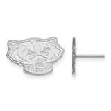 Image of 14K White Gold University of Wisconsin Small Post Earrings by LogoArt (4W065UWI)