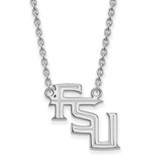 Image of 18" 14K White Gold Florida State University Lg Pendant Necklace LogoArt 4W067FSU-18