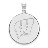 Image of 14K White Gold University of Wisconsin XL Disc Pendant by LogoArt (4W085UWI)