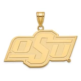 Image of 14K Yellow Gold Oklahoma State University Large Pendant by LogoArt (4Y004OKS)