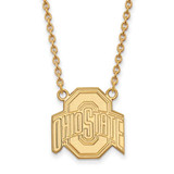 Image of 18" 14K Yellow Gold Ohio State University Large Pendant Necklace LogoArt 4Y016OSU-18