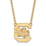Image of 18" 14K Yellow Gold University of South Carolina Lg Pendant Necklace LogoArt 4Y016