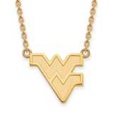 Image of 18" 14K Yellow Gold West Virginia University Lg Pendant Necklace LogoArt 4Y016WVU-18