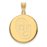 Image of 14K Yellow Gold University of Oklahoma Large Disc Pendant by LogoArt (4Y038UOK)