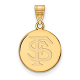 Image of 14K Yellow Gold Florida State University Medium Disc Pendant by LogoArt 4Y039FSU