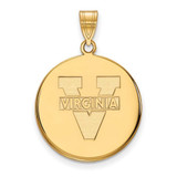 Image of 14K Yellow Gold University of Virginia Large Disc Pendant by LogoArt (4Y041UVA)