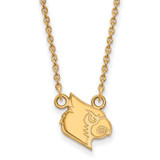 Image of 18" 14K Yellow Gold University of Louisville Sm Pendant Necklace LogoArt 4Y050UL-18