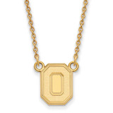 Image of 18" 14K Yellow Gold Ohio State University Small Pendant Necklace LogoArt 4Y053OSU-18