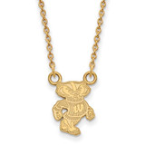 Image of 18" 14K Yellow Gold University of Wisconsin Sm Pendant Necklace LogoArt 4Y054UWI-18