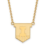Image of 18" 14K Yellow Gold University of Illinois Lg Pendant Necklace LogoArt 4Y055UIL-18