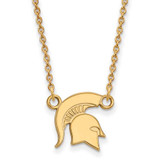 Image of 18" 14K Yellow Gold Michigan State University Sm Pendant Necklace LogoArt 4Y056MIS