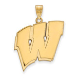 Image of Gold Plated Sterling Silver University of Wisconsin XL Pendant by LogoArt
