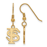 Image of Gold Plated 925 Silver Florida State University Sm Dangle Earrings LogoArt GP007