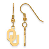 Image of Gold Plated Sterling Silver University of Oklahoma Small Dangle LogoArt Earrings