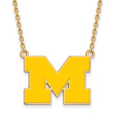 Image of 18" Gold Plated 925 Silver Michigan University Of Pendant Necklace LogoArt GP017UM18