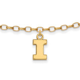 Image of Gold Plated Sterling Silver University of Illinois Anklet by LogoArt