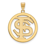Image of Gold Plated Sterling Silver Florida State University L Pendant Circle by LogoArt
