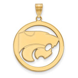 Image of Gold Plated Sterling Silver Kansas State University L Pendant Circle by LogoArt