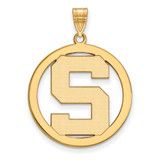 Image of Gold Plated Sterling Silver Michigan State University L Pendant Circle LogoArt