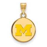 Image of Gold Plated 925 Silver Michigan (University Of) Sm Enamel Disc Pendant LogoArt