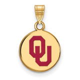 Image of Gold Plated 925 Silver University of Oklahoma Sm Enamel Pendant LogoArt GP035UOK