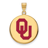 Image of Gold Plated 925 Silver University of Oklahoma Large Pendant LogoArt GP039UOK