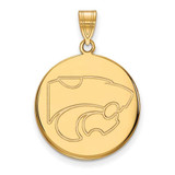 Image of Gold Plated Sterling Silver Kansas State University Large Disc LogoArt Pendant