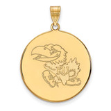 Image of Gold Plated Sterling Silver University of Kansas XL Disc Pendant by LogoArt