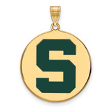 Image of Gold Plated 925 Silver Michigan State University XL Pendant LogoArt GP074MIS