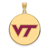 Image of Gold Plated Sterling Silver Virginia Tech Large Enamel Disc Pendant by LogoArt