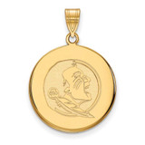 Image of Gold Plated 925 Silver Florida State University Lg Disc LogoArt Pendant GP085FSU