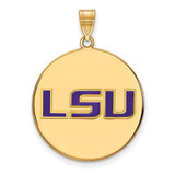 Image of Gold Plated Sterling Silver Louisiana State U Large Enamel Disc LogoArt Pendant