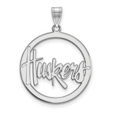 Image of Sterling Silver University of Nebraska L Pendant in Circle by LogoArt