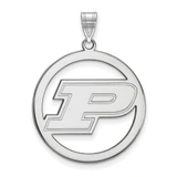 Image of Sterling Silver Purdue L Pendant in Circle by LogoArt