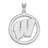 Image of Sterling Silver University of Wisconsin L Pendant in Circle by LogoArt