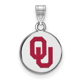 Image of Sterling Silver University of Oklahoma Small Disc Pendant by LogoArt SS035UOK