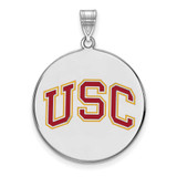 Image of Sterling Silver University of Southern California Disc Pendant LogoArt SS053USC