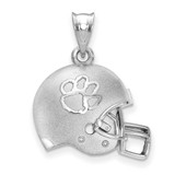 Image of Sterling Silver Clemson University 3D Football Helmet w/ Logo Pendant by LogoArt